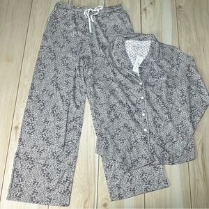 Karen Neuburger Pajama Set Women's Xtra Large Neutral Ditsy‎ Print 2 Piece NWT